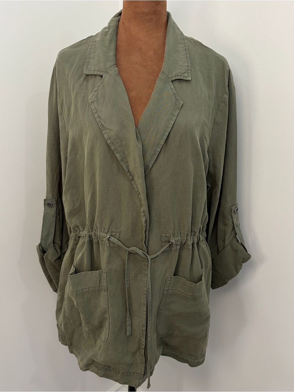 Thread & Supply Olive Green Drawstring Utility Jacket Size Large